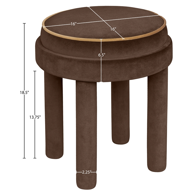 Meridian Furniture Velin Brown Velvet Upholstered Ottoman / Stool
