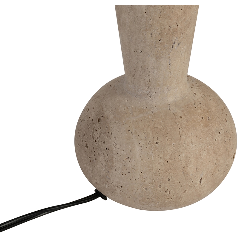 Meridian Furniture Lucente Travertine Base And Jute Shade Table Lamp