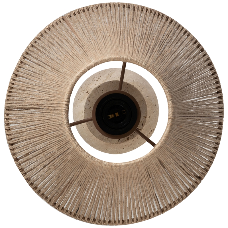 Meridian Furniture Lucente Travertine Base And Jute Shade Table Lamp