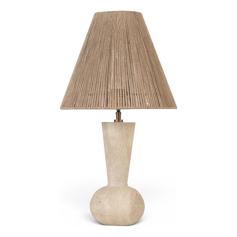Meridian Furniture Lucente Travertine Base And Jute Shade Table Lamp