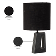 Meridian Furniture Vellum Black Genuine Marble Base And Cotton Shade Table Lamp