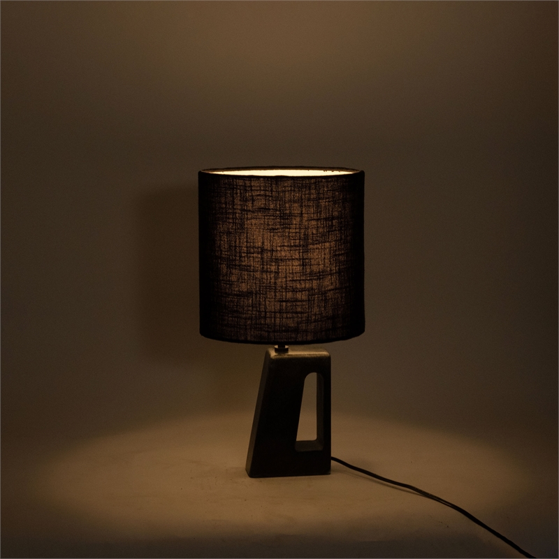 Meridian Furniture Vellum Black Genuine Marble Base And Cotton Shade Table Lamp