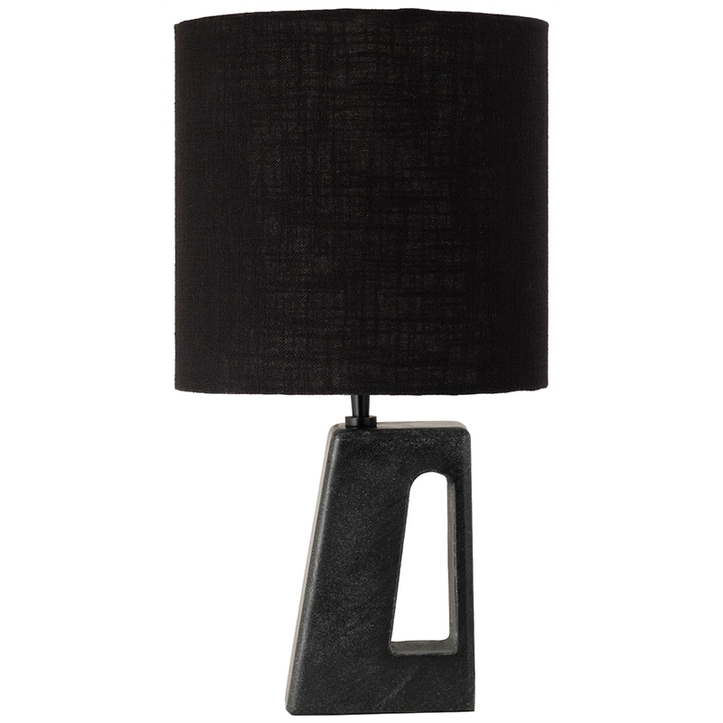 Meridian Furniture Vellum Black Genuine Marble Base And Cotton Shade Table Lamp