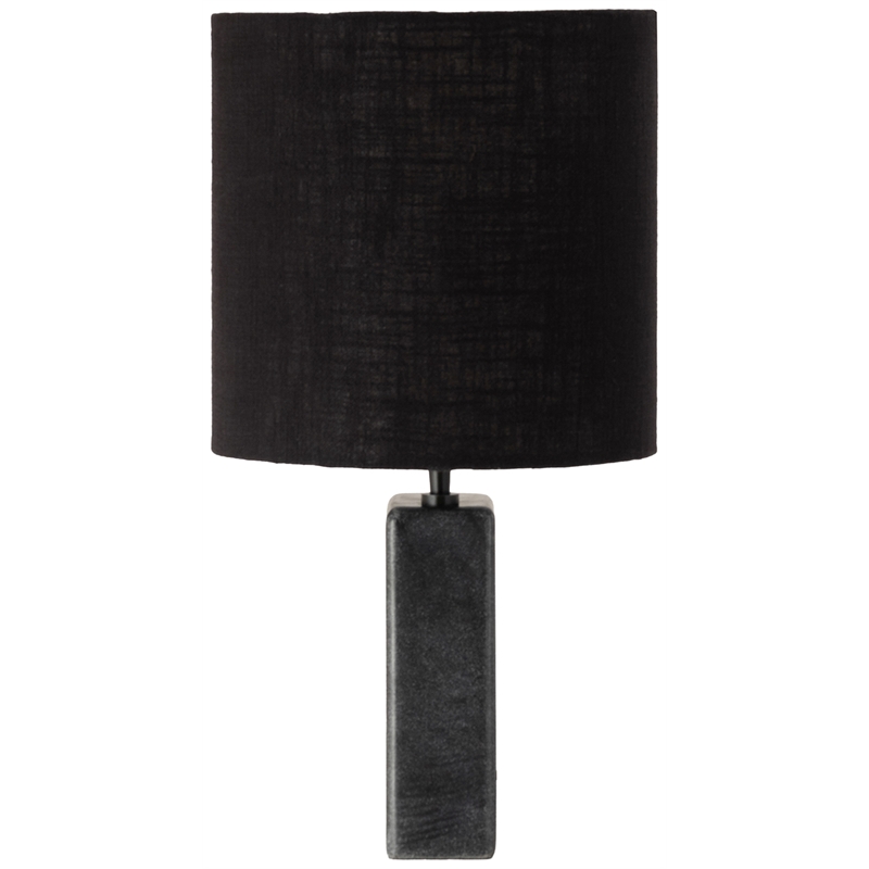 Meridian Furniture Vellum Black Genuine Marble Base And Cotton Shade Table Lamp