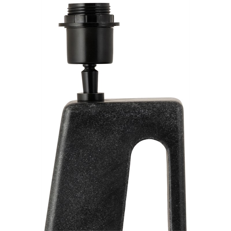 Meridian Furniture Vellum Black Genuine Marble Base And Cotton Shade Table Lamp
