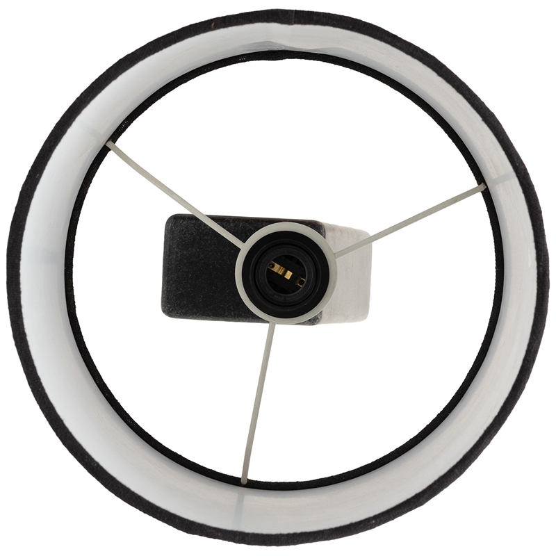 Meridian Furniture Vellum Black Genuine Marble Base And Cotton Shade Table Lamp