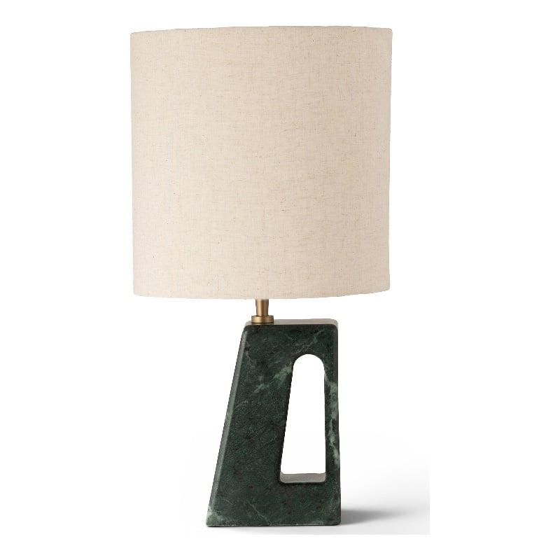 Meridian Furniture Vellum Green Genuine Marble And Linen Shade Table Lamp