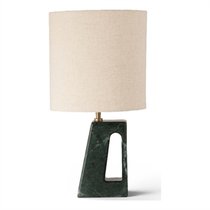 Meridian Furniture Vellum Green Genuine Marble Base And Linen Shade Table Lamp