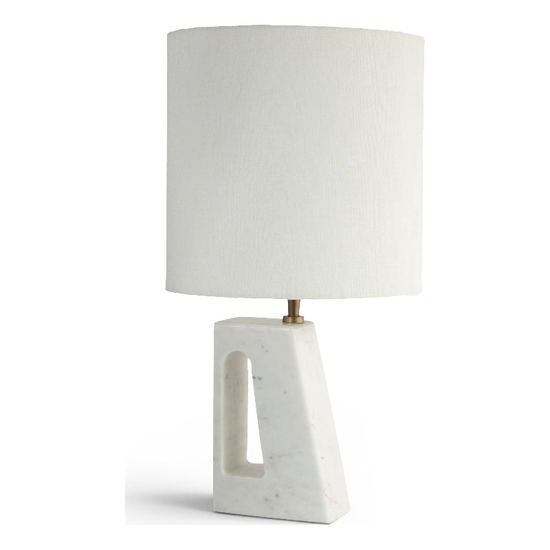 Meridian Furniture Vellum Off White Genuine Marble Base Table Lamp