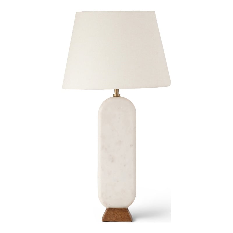 Meridian Furniture Solis Off White Genuine Marble And Mango Wood Table Lamp