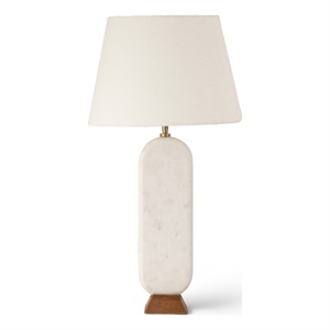 Meridian Furniture Solis Off White Genuine Marble And Mango Wood Base Table Lamp