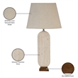 Meridian Furniture Solis Travertine/Walnut Wood Base With Linen Shade Table Lamp
