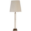 Meridian Furniture Solis Travertine/Walnut Wood Base With Linen Shade Table Lamp