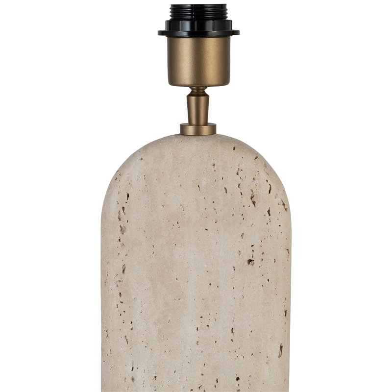 Meridian Furniture Solis Travertine/Walnut Wood Base With Linen Shade Table Lamp