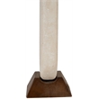 Meridian Furniture Solis Travertine/Walnut Wood Base With Linen Shade Table Lamp