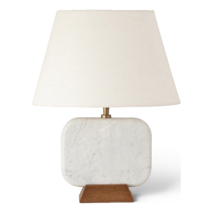 Meridian Furniture Solis Off White Genuine Marble And Mango Wood Base Table Lamp