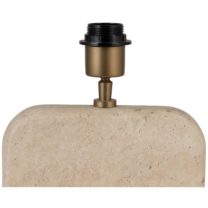 Meridian Furniture Solis Travertine/Walnut Wood Base With Linen Shade Table Lamp
