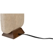 Meridian Furniture Solis Travertine/Walnut Wood Base With Linen Shade Table Lamp