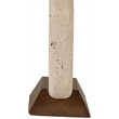 Meridian Furniture Solis Travertine/Walnut Wood Base With Linen Shade Table Lamp