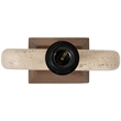 Meridian Furniture Solis Travertine/Walnut Wood Base With Linen Shade Table Lamp