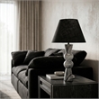 Meridian Furniture Pietra Black Genuine Marble Base And Cotton Shade Table Lamp