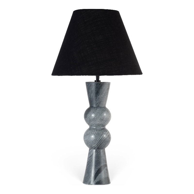 Meridian Furniture Pietra Black Genuine Marble Base And Cotton Shade Table Lamp