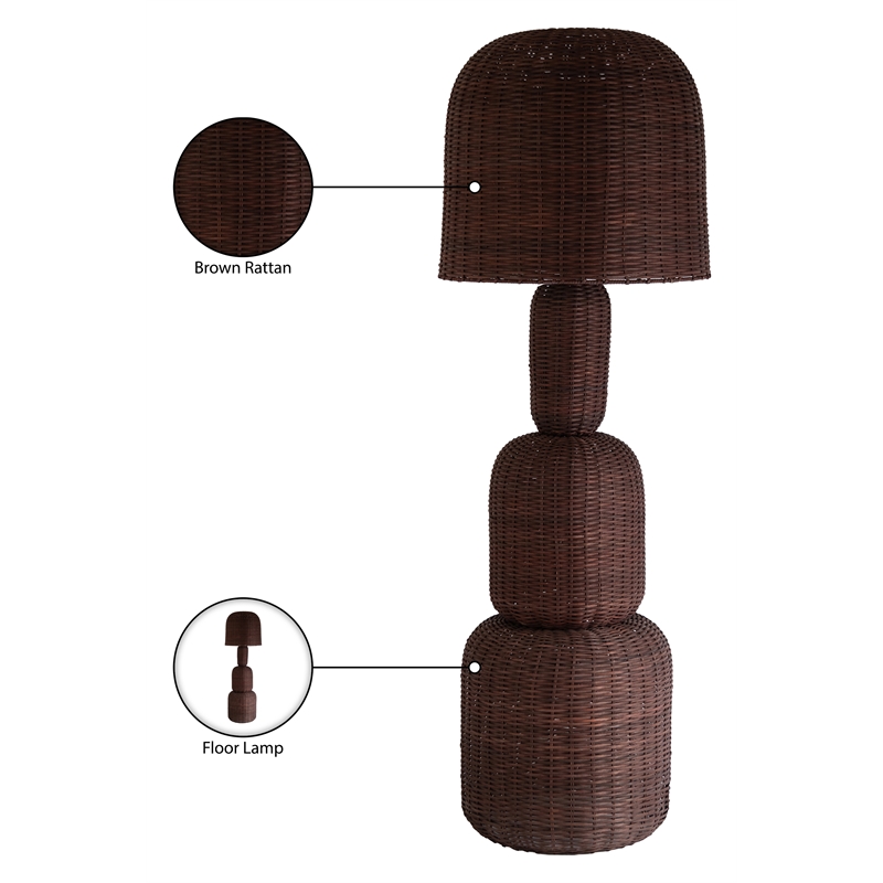 Meridian Furniture Harvest Brown Rattan Floor Lamp