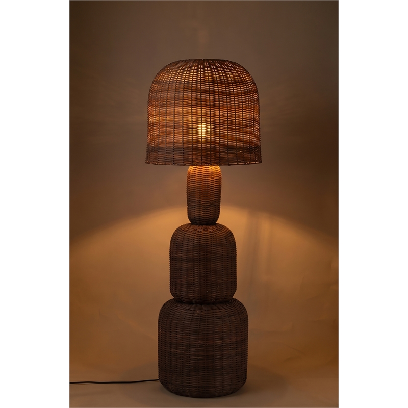 Meridian Furniture Harvest Brown Rattan Floor Lamp