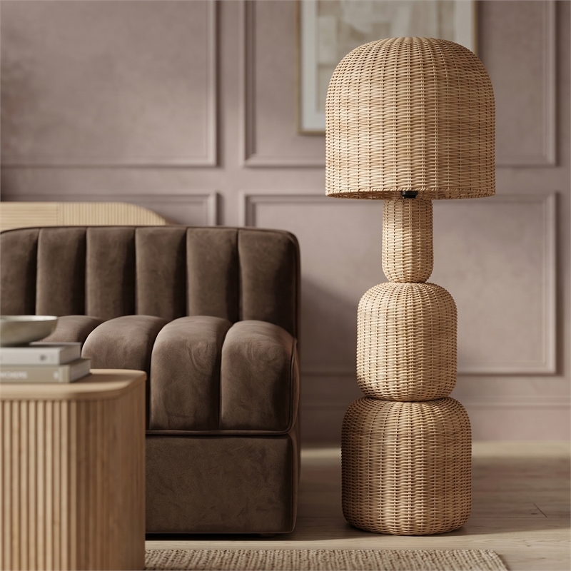 Meridian Furniture Harvest Natural Rattan Floor Lamp