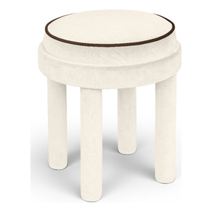 Meridian Furniture Velin Cream Velvet Upholstered Ottoman / Stool