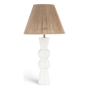 Meridian Furniture Pietra White Genuine Marble Base And Jute Shade Table Lamp