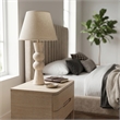 Meridian Furniture Pietra Travertine Base And Linen Shade Table Lamp
