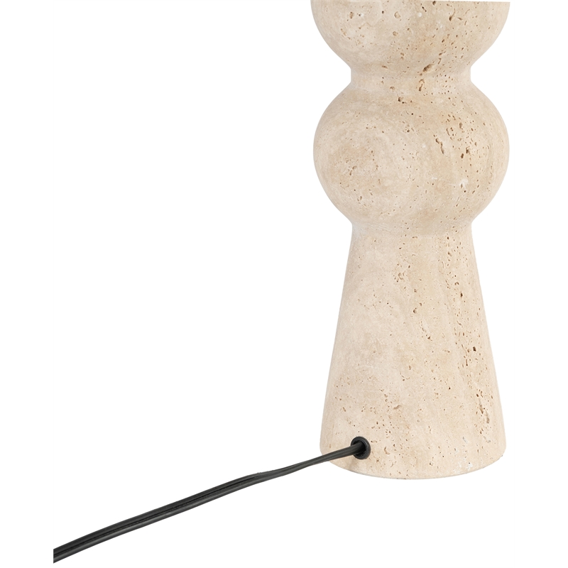 Meridian Furniture Pietra Travertine Base And Linen Shade Table Lamp