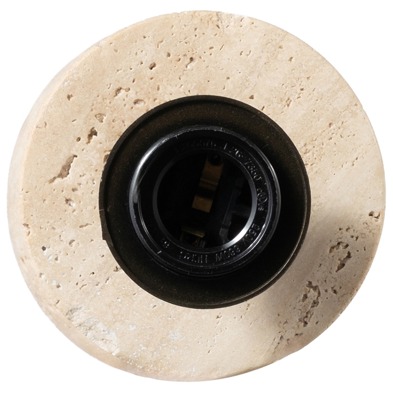 Meridian Furniture Pietra Travertine Base And Linen Shade Table Lamp