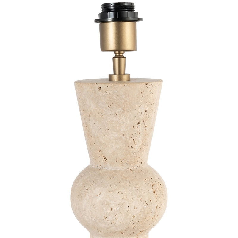 Meridian Furniture Pietra Travertine Base And Linen Shade Table Lamp