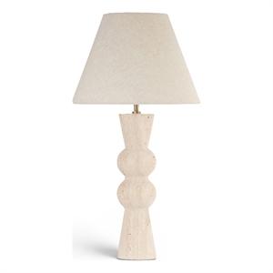 Meridian Furniture Pietra Travertine Base And Linen Shade Table Lamp