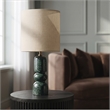 Meridian Furniture Paros Green Genuine Marble And Cotton Shade Table Lamp
