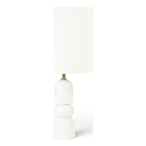 Meridian Furniture Paros White Genuine Marble Base And Cotton Shade Table Lamp