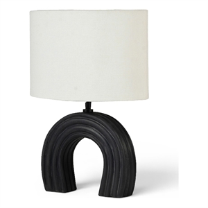 Meridian Furniture Lithos Black Genuine Marble Base And Cotton Shade Table Lamp