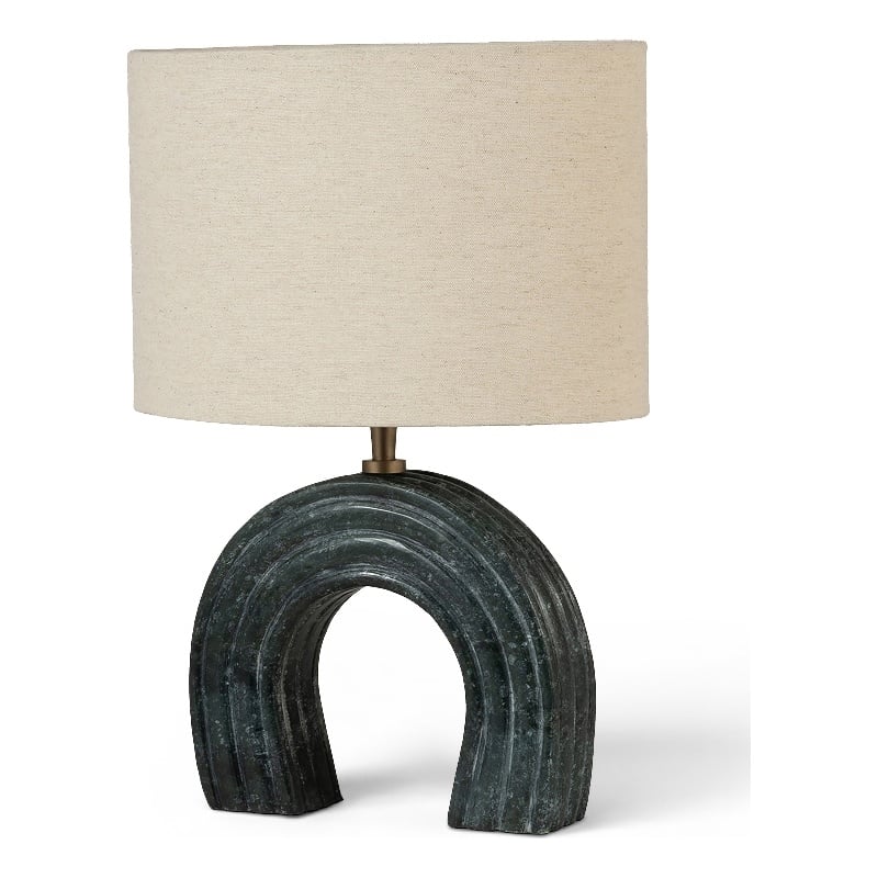 Meridian Furniture Lithos Green Genuine Marble And Cotton Shade Table Lamp