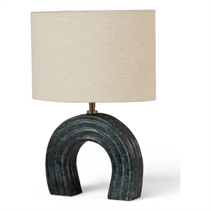 Meridian Furniture Lithos Green Genuine Marble Base And Cotton Shade Table Lamp