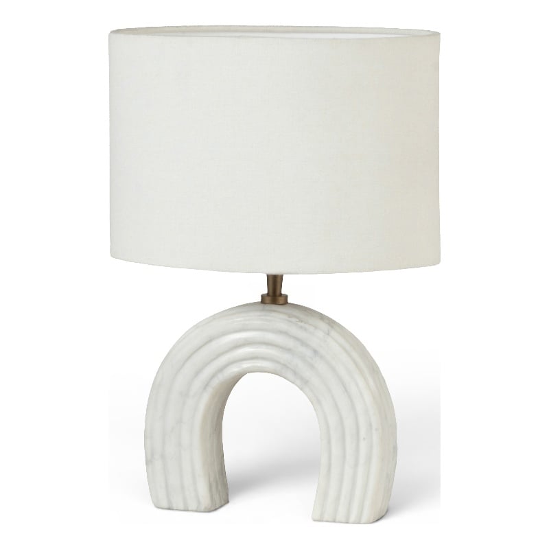 Meridian Furniture Lithos White Genuine Marble And Cotton Shade Table Lamp