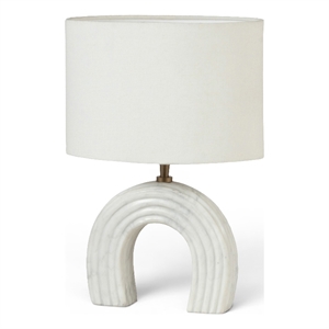 Meridian Furniture Lithos White Genuine Marble Base And Cotton Shade Table Lamp