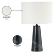 Meridian Furniture Dolomia Black Genuine Marble Base And Cotton Shade Table Lamp