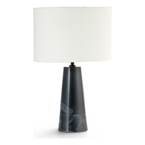 Meridian Furniture Dolomia Black Genuine Marble Base And Cotton Shade Table Lamp