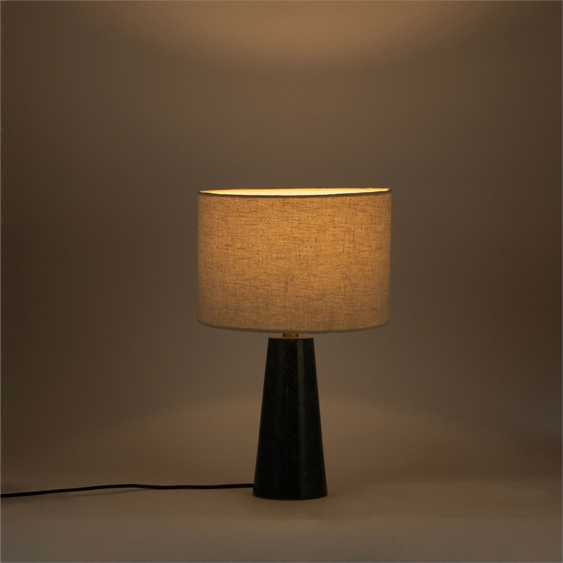 Meridian Furniture Dolomia Green Genuine Marble Base And Cotton Shade Table Lamp