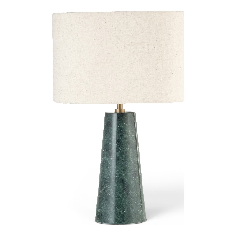 Meridian Furniture Dolomia Green Genuine Marble Base And Cotton Shade Table Lamp