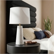 Meridian Furniture Dolomia White Genuine Marble Base And Cotton Shade Table Lamp