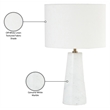 Meridian Furniture Dolomia White Genuine Marble Base And Cotton Shade Table Lamp