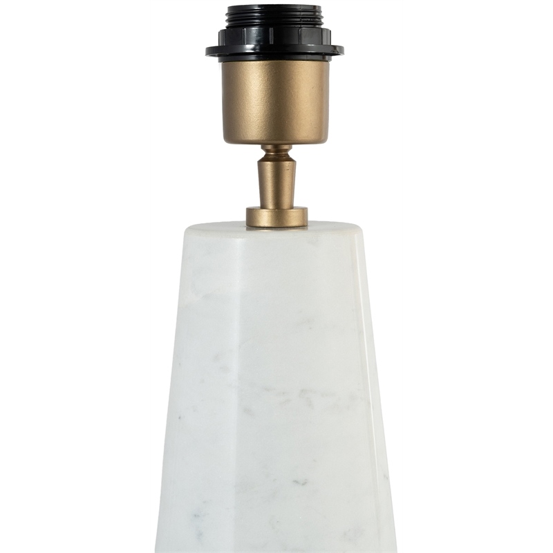 Meridian Furniture Dolomia White Genuine Marble Base And Cotton Shade Table Lamp